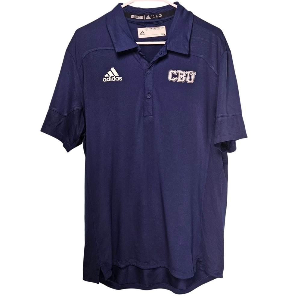 Adidas CBU Lancers Mens Navy Blue Performance Polo Shirt Sz Medium Short Sleeve